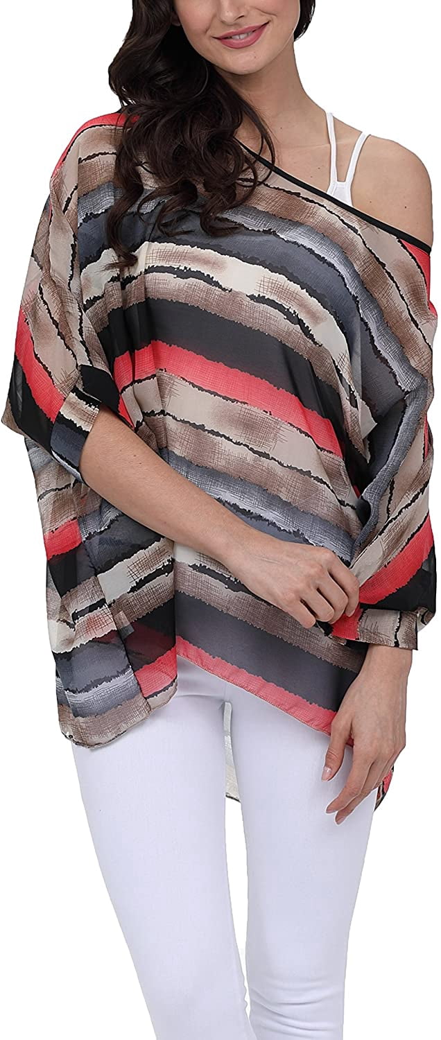 Womens Floral Print Batwing Sleeve 
