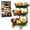 3 Tier Green, variant on Tier Countertop Organizer, Fruit Bowl with Bamboo Wood Stand for Kitchen Counter, Snack Dessert Cake Tray Plate Rack for Party Wedding, Basket for Vegetable Storage, Salad Buffet Server