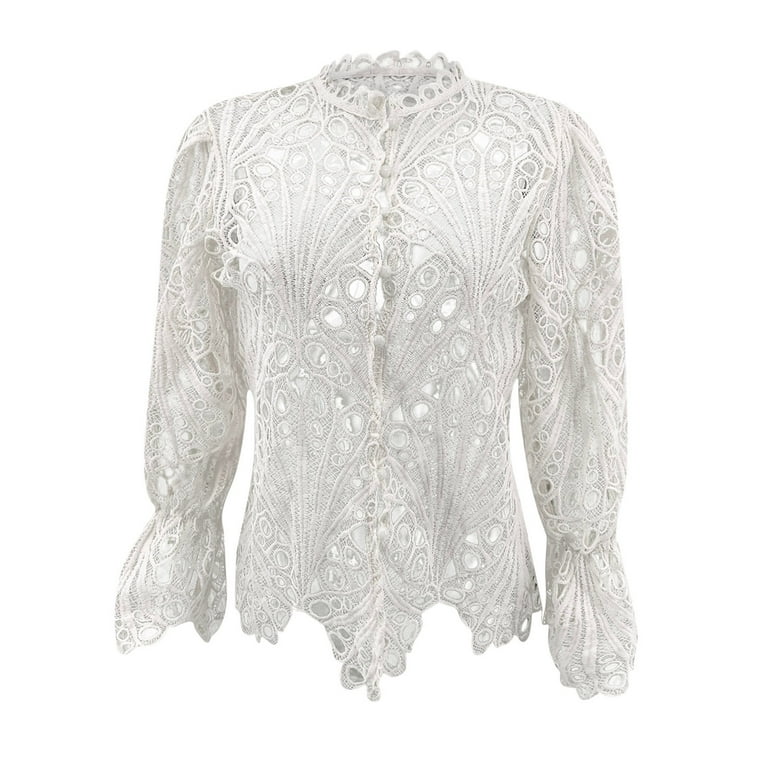 all tulle frill blouse（white） $6.65 White Tulle Ruffle Sleeve Blouse Wholesale
