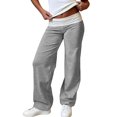 thumbnail image 3 of Delayuji Women's Wide Leg Pants Fitness Yoga Pants Stretchy Bell Bottoms Leggings Roll Over Pants, 3 of 7