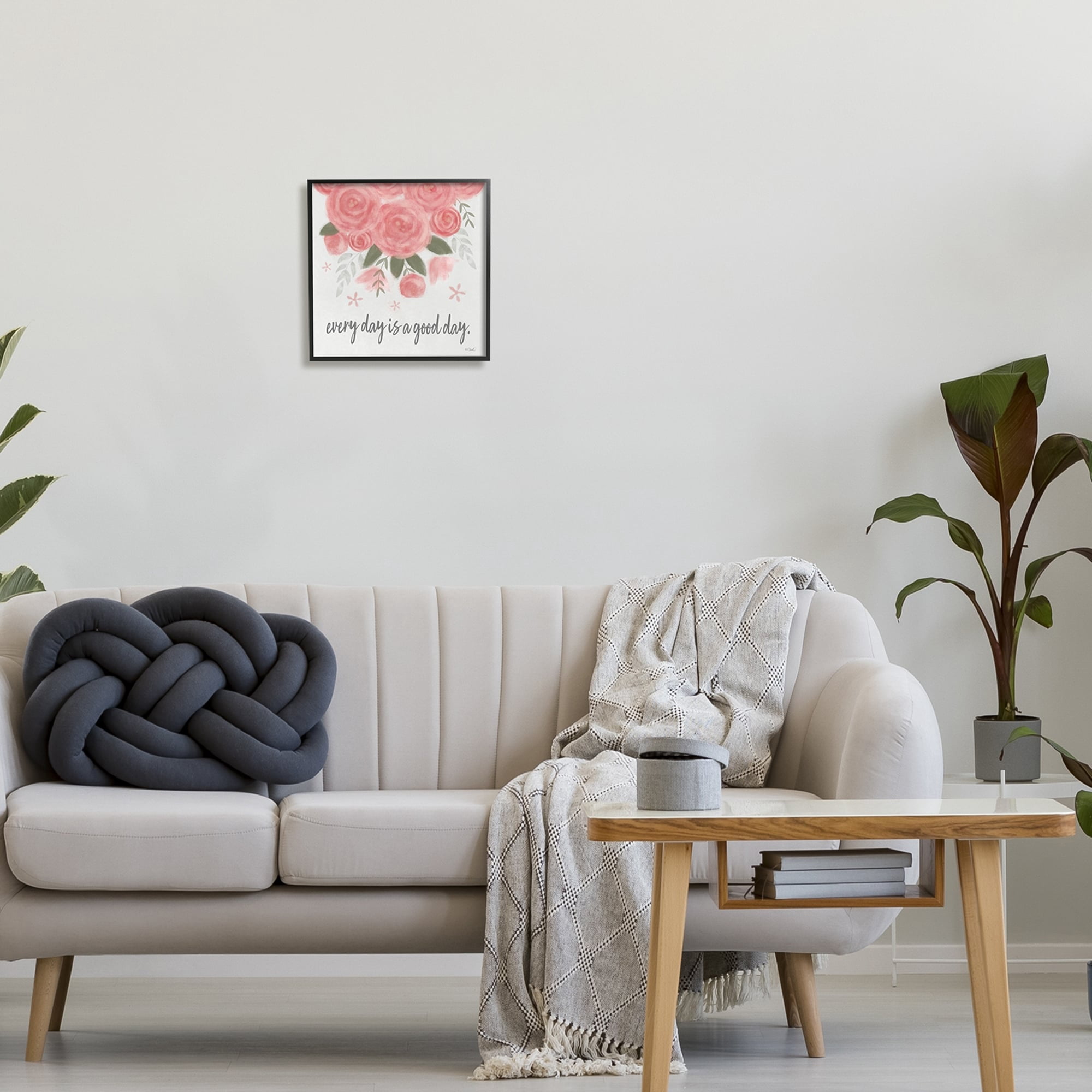 Stupell Industries Uplifting Pink Roses Flower Blossom Pattern Phrase Graphic Art White Framed Art Print Wall Art, Design by Kate Sherrill