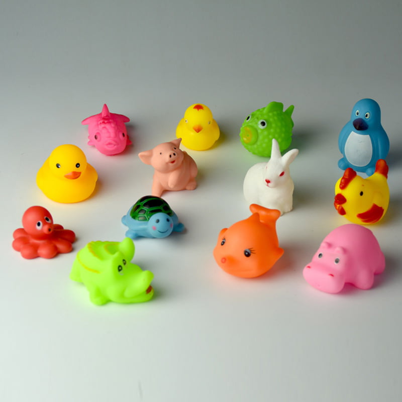 13Pcs Soft Rubber Float Sqeeze Sound Baby Wash Bath Play Animals Baby Toys Fs 