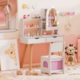 thumbnail image 4 of Costway Kids Vanity Set with 3-Color Lighting Modes, Adjustable Brightness, Mirror Cabinet White, 4 of 10