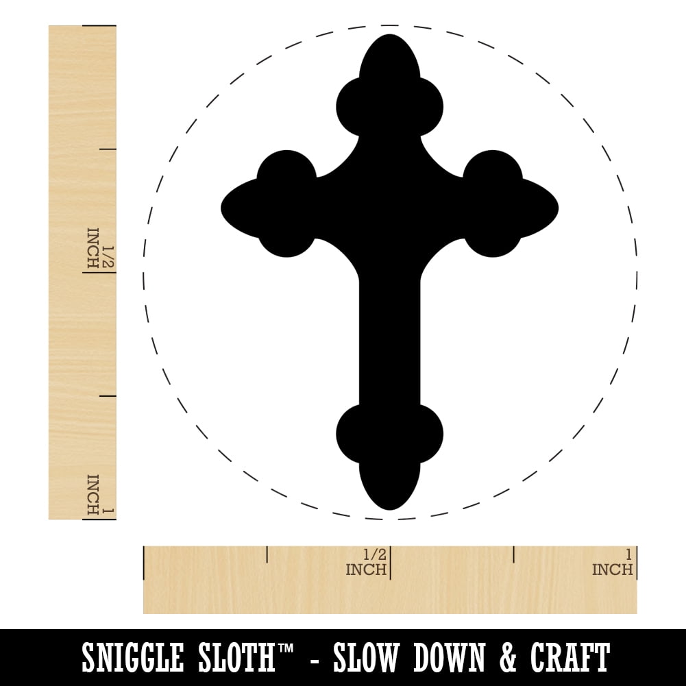 Cross Doodle Christian Self-Inking Rubber Stamp Ink Stamper - Red Ink - Medium 1 Inch