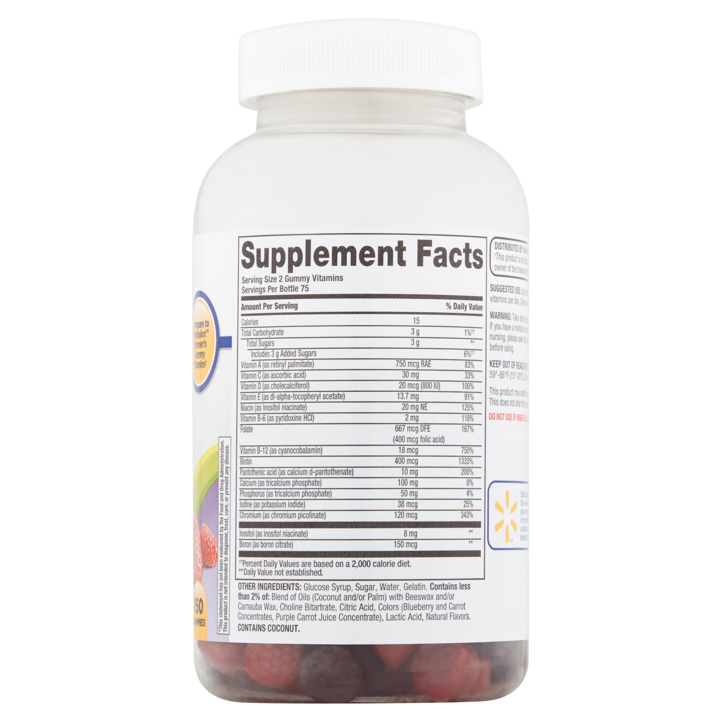 Equate Women's Natural Berry Flavors Adult Gummies, 150 Count