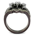 thumbnail image 3 of Womens Black Brown SIlver Ring Anillo Para Mujer Stainless Steel Ring with AAA Grade CZ in Clear Bolzano, 3 of 4