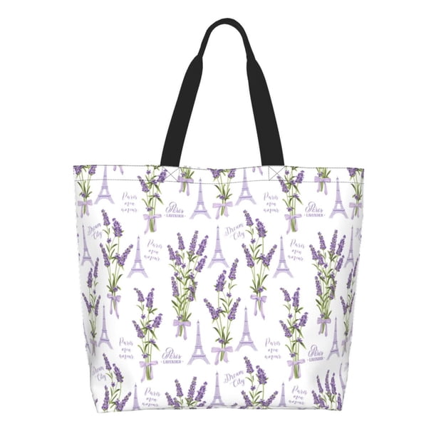 Easygdp Lavender Flowers Bolsas Tote para Mujer, Bolsos de Hombro para Viaje, Bolsos de Mano de Gran Capacidad para Compras y Trabajo