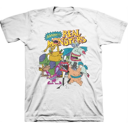 Mens Nickelodeon AAAHH REAL MONSTERS Shirt - Retro Nick Real Monsters tee - Classic Nick Graphic T-Shirt (White, XX-Large)