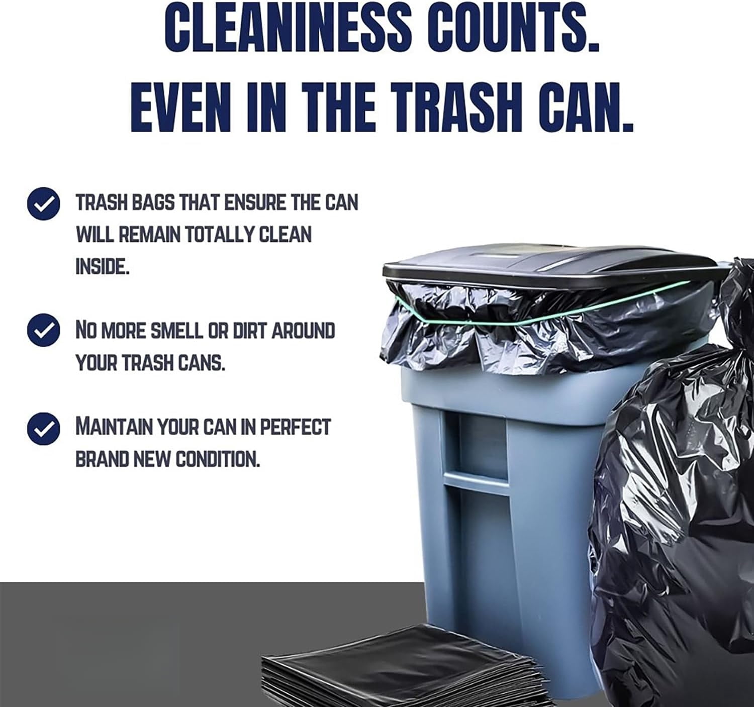 95-96 Gallon Garbage Can Liners Heavy Duty 1.5 Mil Black Trash Bags Tear-Resistant Outdoor Garbage Bags for Rollaway Bins Large 61" x 68" Industrial-Strength Waste Bags (25 Count)