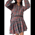 thumbnail image 1 of Conjunto de 2 Piezas de Cuadros para Mujer, Blusa de Larga con Falda, Cintura Alta, Informal, para Otoño e Invierno Rojo L, 1 of 10