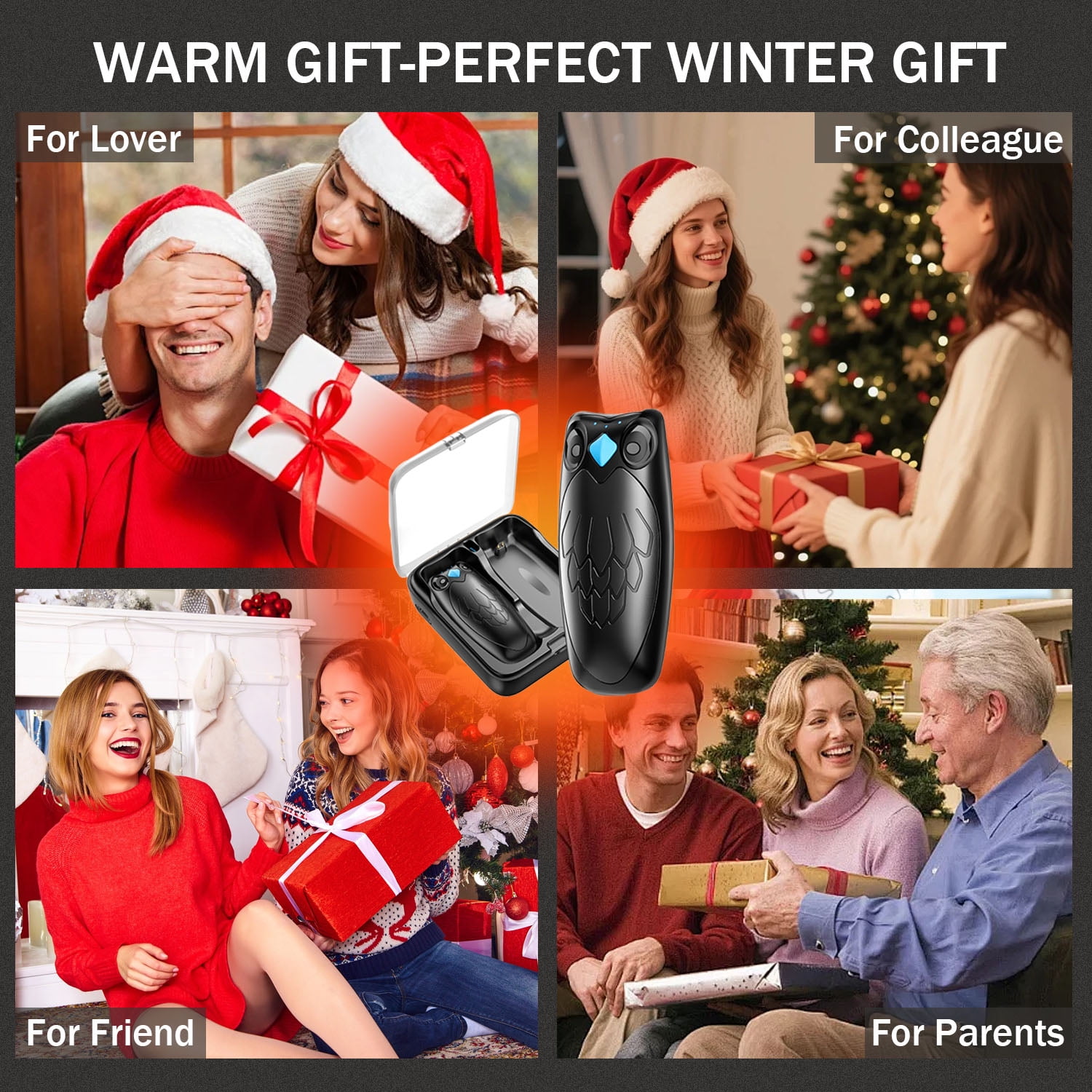 60Hrs heat  rechargeable hand warmers & case! 1s instant warmth, 3 settings, & magnetic design. Ideal for hiking, skiing