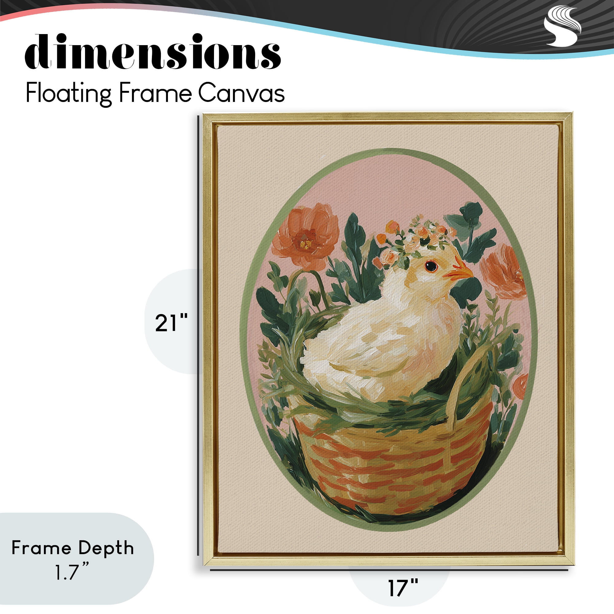 Stupell Industries Bloom Nest Chick Gold Framed Floater Canvas Wall Art, design by Yen
