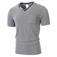 thumbnail image 2 of Men's V Neck T-Shirt Short Sleeve Slim Casual Top With Chest Pocket Summer Lightweight Tee Gray XL, 2 of 5