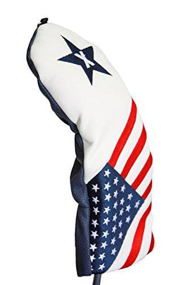 Majek USA Vintage Golf Driver Headcover USA 5 & X Headcover Patriot Golf Vintage Retro Patriotic Fairway Wood Head Cover Fits All Modern Fairway Wood Clubs