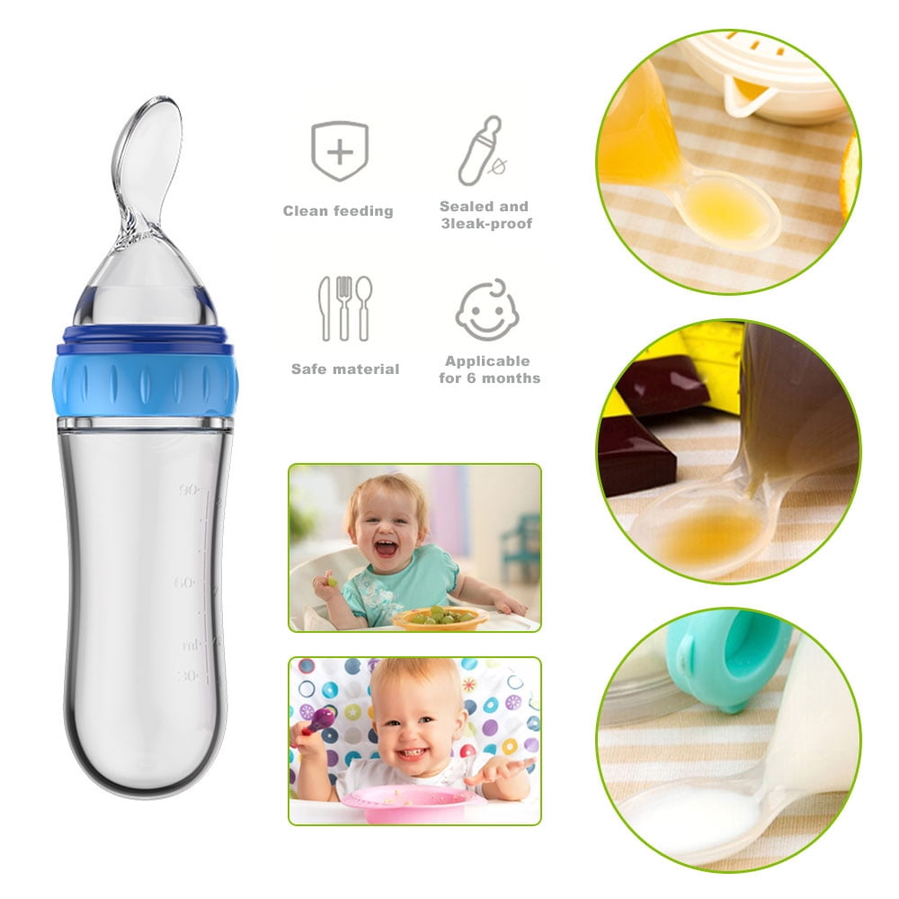 HLONK Silicone Squeeze Bottle Spoon Baby Feeding Cereal, Rice, Supplement with Dispensing Feeder