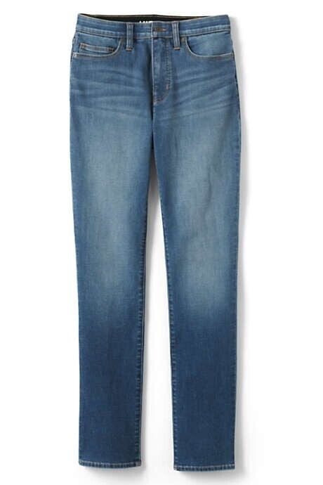 Lands' End High Rise Straight Leg Jeans 