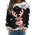 thumbnail image 1 of toraway Sweatshirts à Col Rond pour Femmes Surdimensionnés Imprimé de Cerf de Noël Col Rond Sweat à Capuche Ample et Décontracté TG, 1 of 4