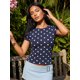 thumbnail image 5 of Camiseta de verano para mujer, estilo casual, corte ajustado, con estampado de lunares, cuello redondo y manga corta., 5 of 9