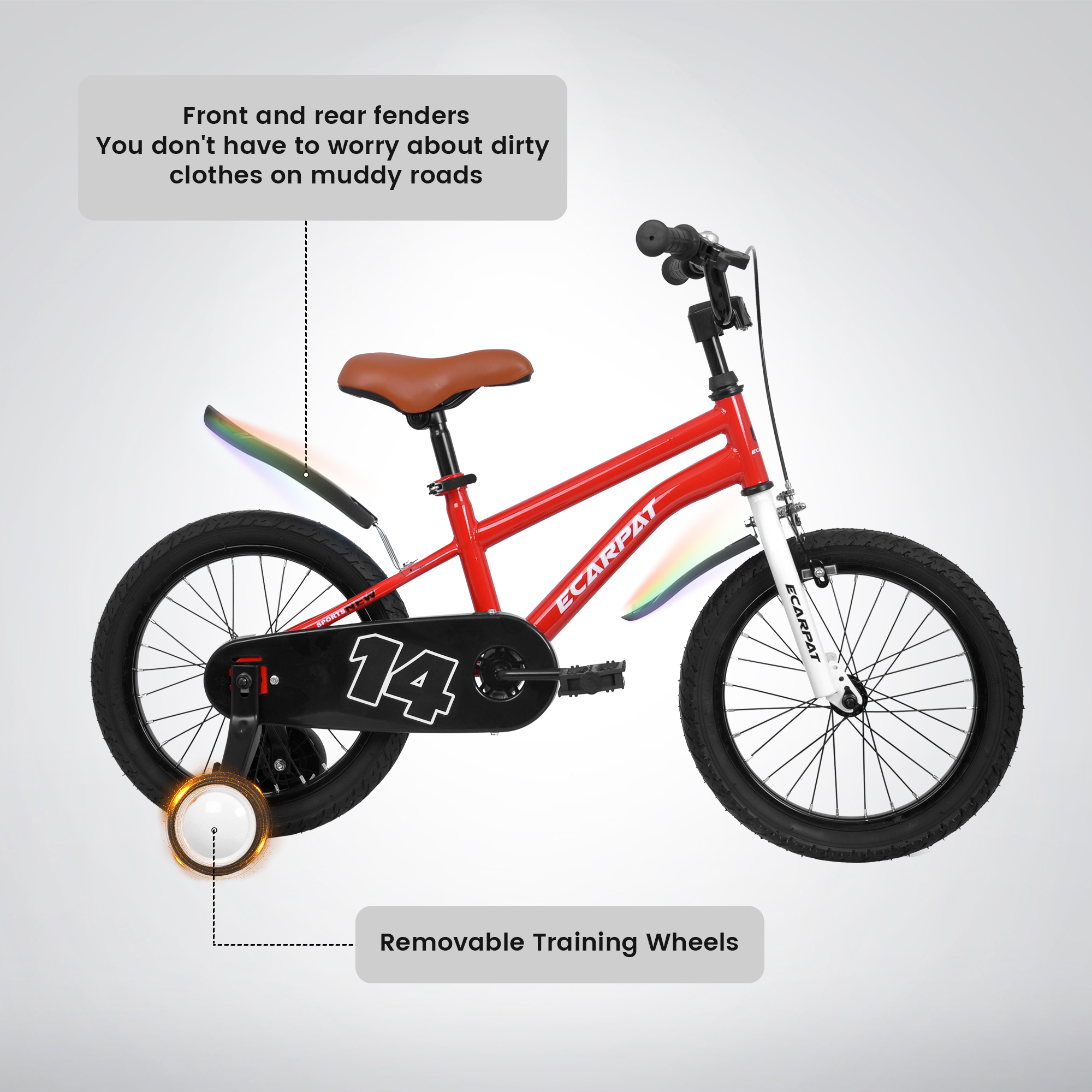 Ambifirner 14"/16"/20' Freestyle BMX Bike with Training Wheels High Carbon Steel Frame ,Under 100$ Bike with Water Bottle
