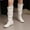 White, variant on Womens Knee High Boots, Half-Zipper Round Toe Hidden Heel Fashion PU Leather Slouchy Boots White