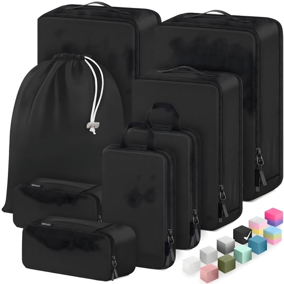 GASTROPOD 8 Set Compression Packing Cubes for Travel, Waterproof Luggage Organizers, Travel Cubes for Packing Suitcase Organizer Set for Carry-On & Checked Baggage, Travel Accessories for Men & Women