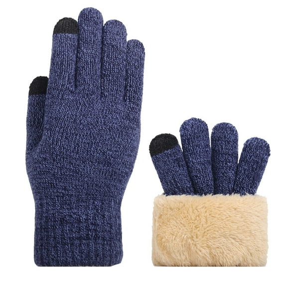 Elainilye Fashion Winter Knit Gloves for Men Women Winter Gloves With Fleece Lining Touchscreen Gloves Warm Thick Knitted Gloves,Blue