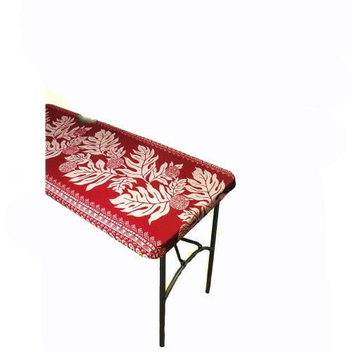 Hawaiian Tropical Fabric Tablecloth for 6' Center-fold Table, Red Breadfruit