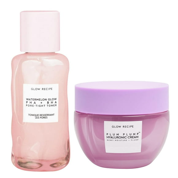 Glow Recipe Glow Reciple Mini Watermelon Glow PHA + BHA Facial Toner & Pore Minimizer with Hyaluronic Acid (40 ml) + Plum Plump Hyaluronic Acid Moisturizer Face Cream for Dry Skin (50