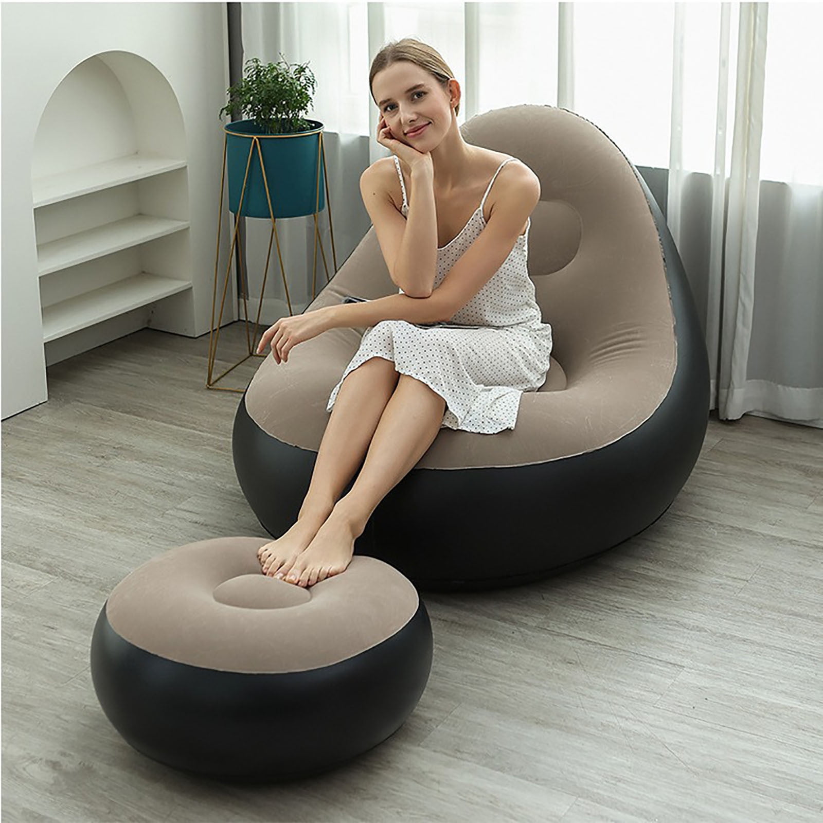 hengsof Inflatable Couch, Blow Up Lounger Chair, Folding Lazy Sofa, Inflatable Furniture for Camping, Fishing, Party, Beach, Sunbathing, Hiking