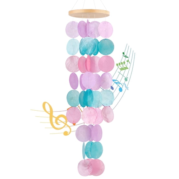 Sinkoo Wind Chimes for Outside ,Handcrafted Purple Pink Capiz Shells Windchime Coastal Style Decor for Indoor/Outdoors, Garden Decor, Great Gift for Women, Wind Chimes Lovers and More