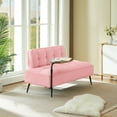 thumbnail image 3 of Jopath 54-Inch Modern 2-Seater Velvet Sofa with Backrest and 360° Rotating Side Table, Plush Cushions for Living Room Bedroom Apartment (Pink), 3 of 9
