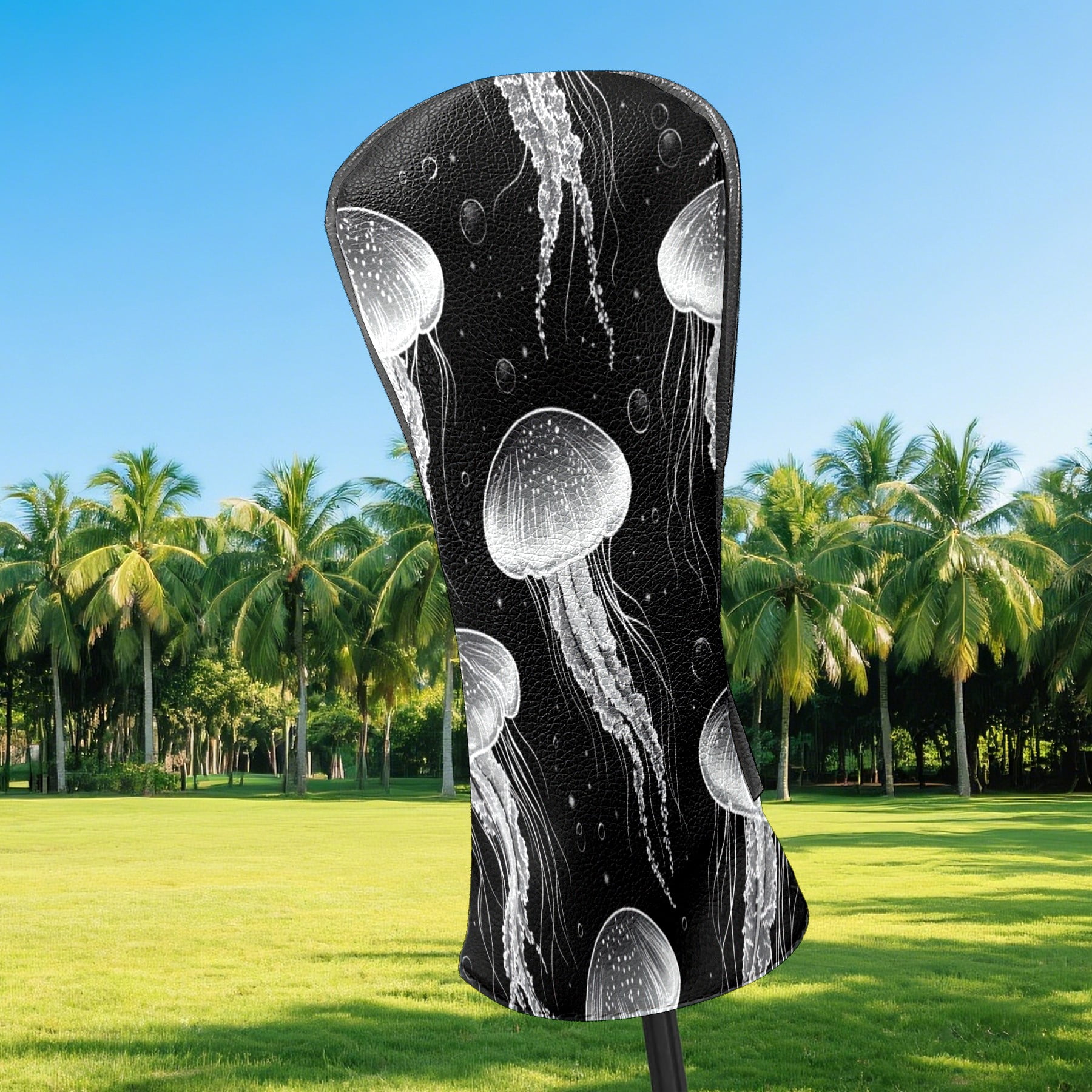 Golf Club Covers PU Leather Waterproof Head Covers for Fairway Woods Hybrids Jellyfish