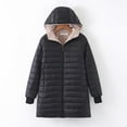 thumbnail image 2 of jtjvou Lamb Cotton-padded Coat Hooded Long Sleeves Casual Overcoat Stylish Design Comfortable Wear Spring Fall Outdoor Fashion Essential Black XXL, 2 of 9