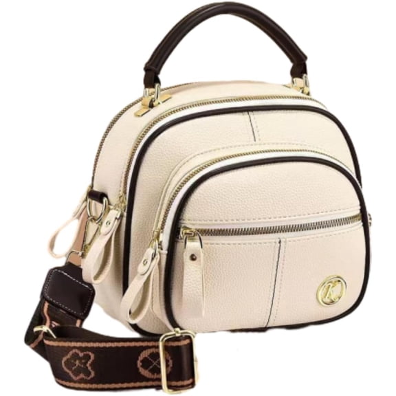 Womens Leather Crossbody Bag with Adjustable Wide Strap, Classic Multifunctional Compartments Adjustable Wide Shoulder Strap Leather Crossbody Bag