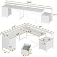 thumbnail image 5 of SEDETA L Shaped Desk with 6 Drawer, 108" Home Office Desk with File Drawer & Power Outlet, Corner Computer Desk with Monitor Shelf, File Cabinet, Two Person Desk, Gaming Desk with Led Lights, White, 5 of 9
