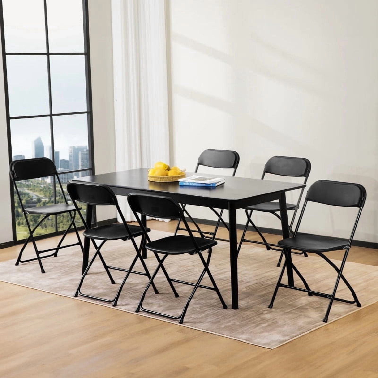 Kelno 6 Pack Plastic Folding Chair Lightweight Portable Chair, Black