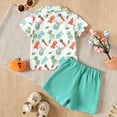 thumbnail image 4 of Curuila Toddler Boys Girls Outfit Set Short Sleeve Easter Prints Lapel Button Down T Shirt Tops With Shorts Gentleman Two Piece Set Sky Blue Size 6-12 Months, 4 of 7
