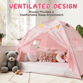 thumbnail image 6 of SweHouse Toddler Bed Canopy Lights & Flags Sleeping Playhouse Tent, Portable Indoor Privacy Play Space. Foldable Drafty Room Tent for Boys & Girls, Kids Birthday Gifts Golden Beige Large Size (Pink), 6 of 9