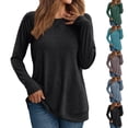 thumbnail image 1 of Camisetas para mujer,Camisa de manga larga con bloques de color para mujer, blusa informal de cuello redondo, blusa de poliéster para uso diario, sopatenor, 1 of 8