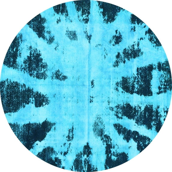 Ahgly Company Indoor Round Abstract Light Blue Modern Area Rugs, 4' Round