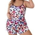 thumbnail image 1 of HNMKIU Women's Pajama Set Summer T Shirt Shorts Plus Size Women's Pajamas Large Size Home Wear Casual Set, 1 of 4