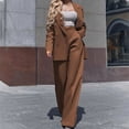thumbnail image 2 of Lovskoo Women's 2 Piece Blazer Suits Long Sleeve Open Front Blazer Pants Set Elegant Work Office Business Outfits Brown, 2 of 7