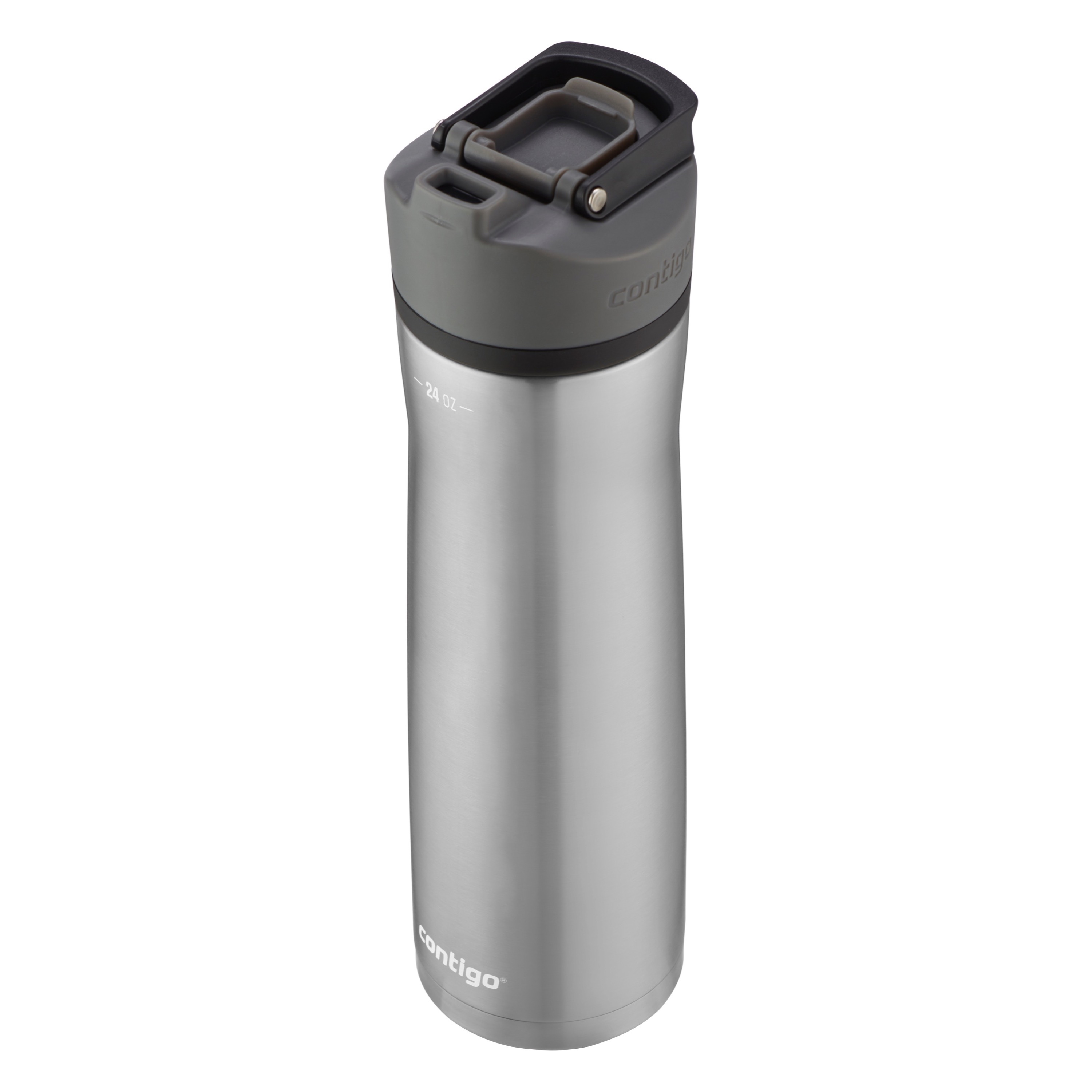 Contigo Cortland Chill 2.0 24 oz Silver, Gray and Licorice Solid Print Double Wall Vacuum Insulated Stainless Steel Water Bottle with Wide Mouth Lid - image 8 of 9