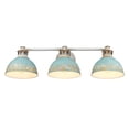 thumbnail image 4 of Rustic 3-Light Vanity Light in Antique Black Iron with Aged Galvanized Steel Frame 7.8 inches H X 28.8 inches W-Aged Galvanized Steel Finish-Antique, 4 of 9