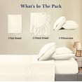 thumbnail image 3 of Split Bed Sheet Set 5 Pieces (1 Flat, 2 Fitted Sheet, 2 Pillow Covers) - 100% Egyptian Cotton - 700 Thread Count Deep Pocket up to 24" Mattress Size Split California King Color Ivory Solid, 3 of 4