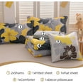 thumbnail image 3 of NTBED Floral Comforter Set Queen 6 PCS Bed in a Bag Yellow Flowers Printed on Grey Botanical Bedding Sets Boho, 3 of 7