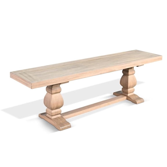 Pemberly Row Contemporary Solid Wood Wood Trestle Dining Bench