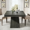thumbnail image 4 of Finmind Square Dining Table for 4, 31.5-inch Farmhouse Kitchen Table with Sturdy Pedestal Base, Wood Dinner Table for Living Room, Dark Gray, 4 of 9