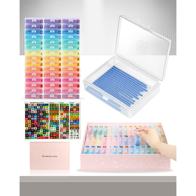 Contenedores de almacenamiento con pintura en forma de diamante, 45 unidades, con tapas