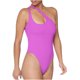 thumbnail image 1 of Trajes de baño para mujer SDJMa, bikini de dos piezas con un hombro descubierto y estampado liso, conjunto de ropa de playa morado, 1 of 4